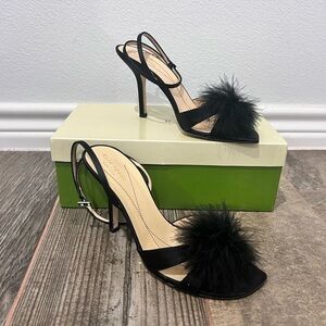 Kate Spade satin feather sandals heels 8